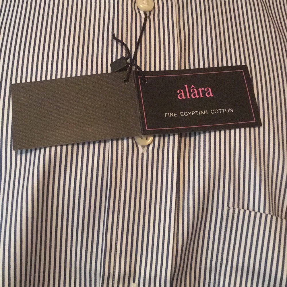 Alara Dress Shirt Egyptian Cotton Navy 15.5 32/33 - Picture 2 of 8